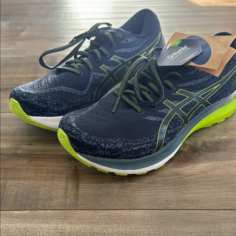 Asics Men's Athletic Shoes - Navy and Neon Green